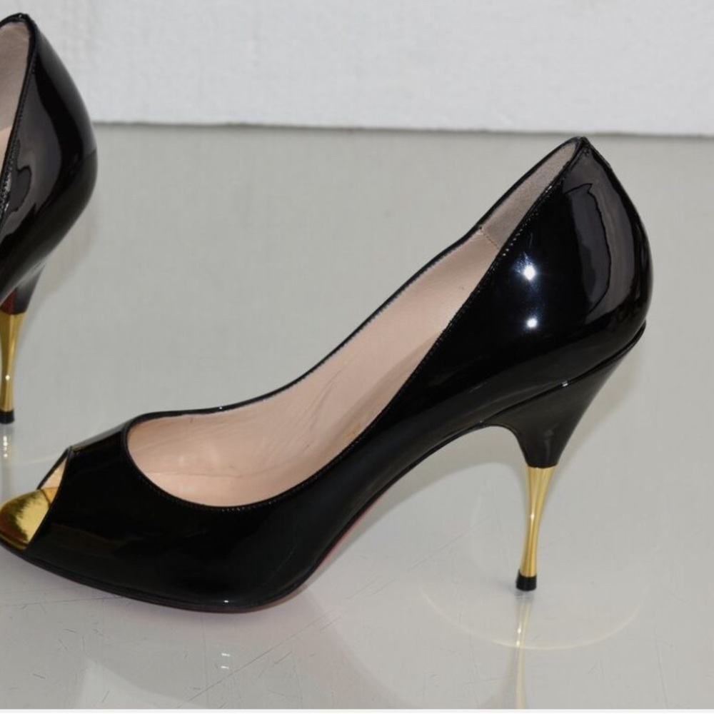 Black Christian Louboutin Yoyospina 100 Patent Shoes